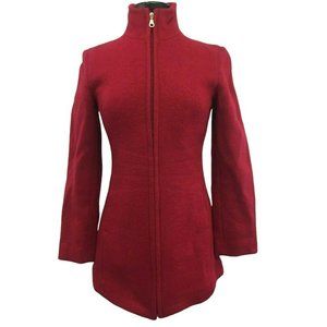 Omon Womens Wool Mohair Jacket S Red Side Seam Pockets Zipper Lining